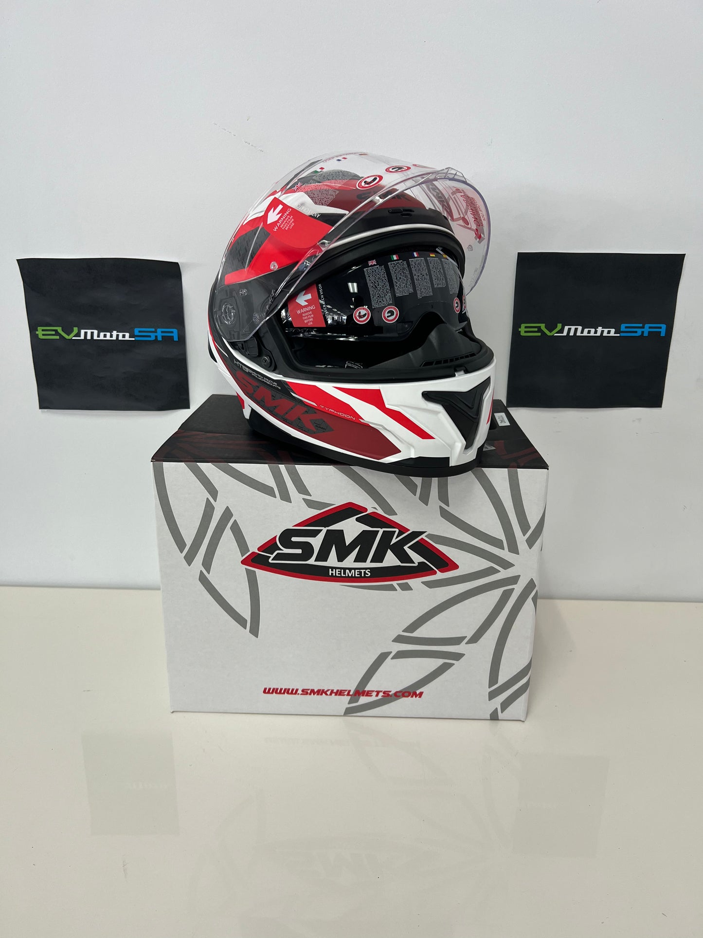 SMK Typhoon RD1 Helmet White/Red/Grey (MA136)