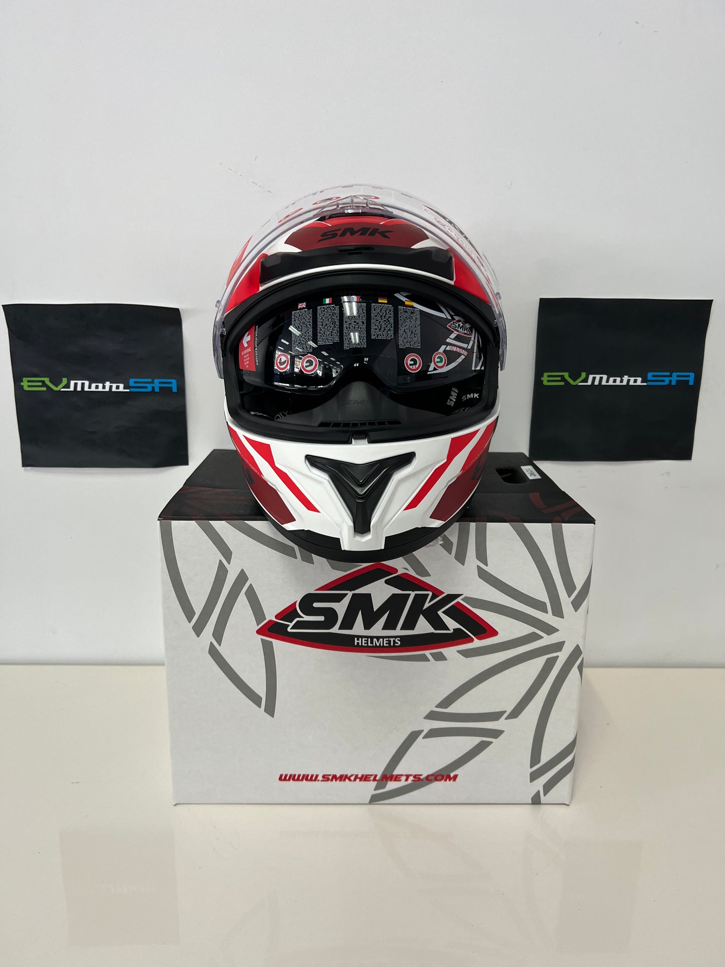 SMK Typhoon RD1 Helmet White/Red/Grey (MA136)