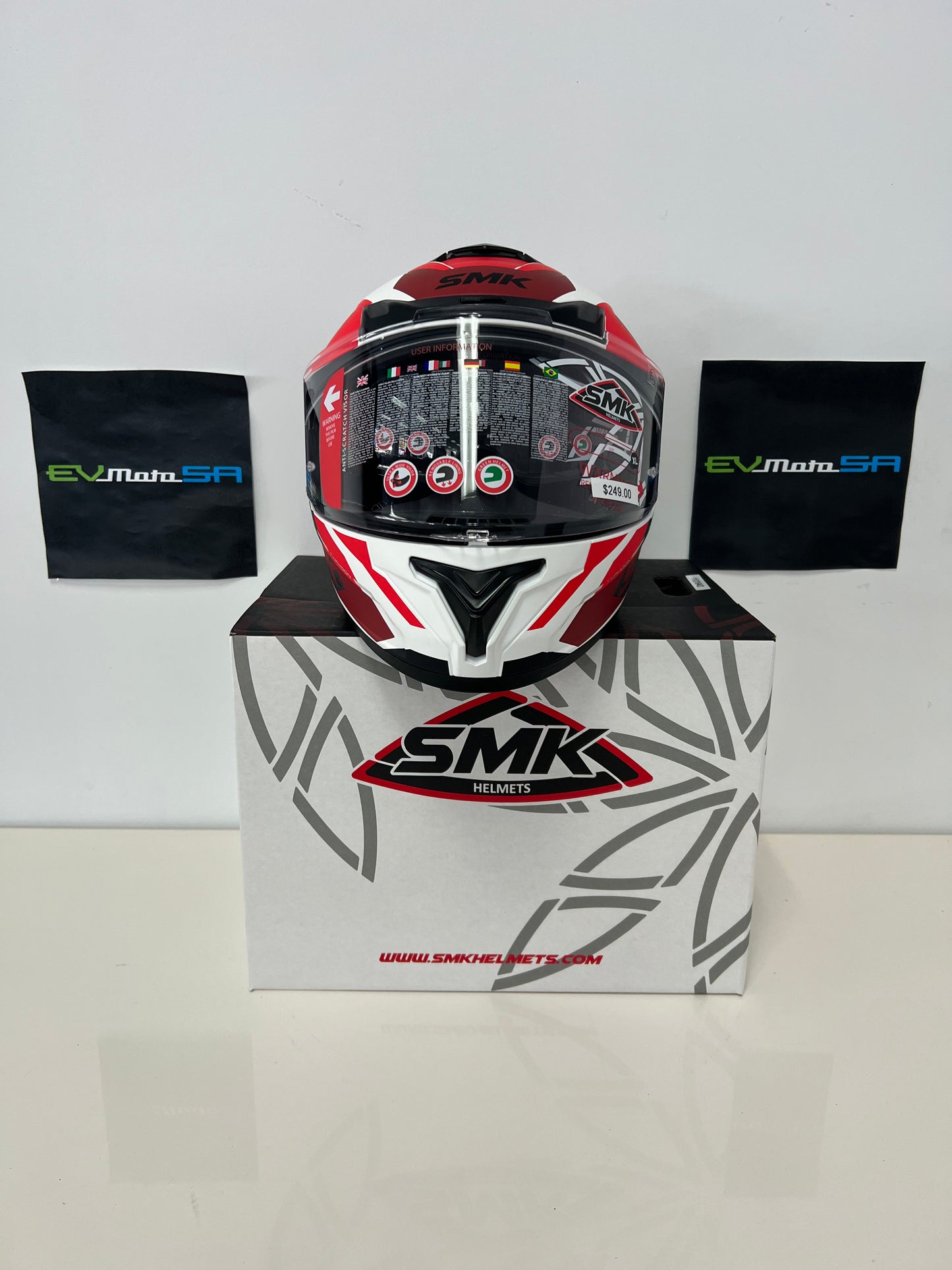 SMK Typhoon RD1 Helmet White/Red/Grey (MA136)