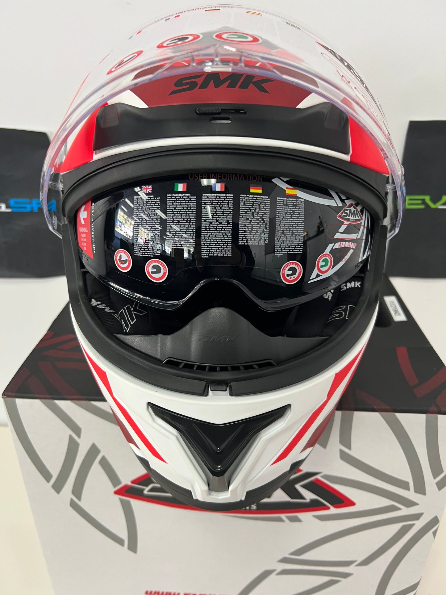 SMK Typhoon RD1 Helmet White/Red/Grey (MA136)