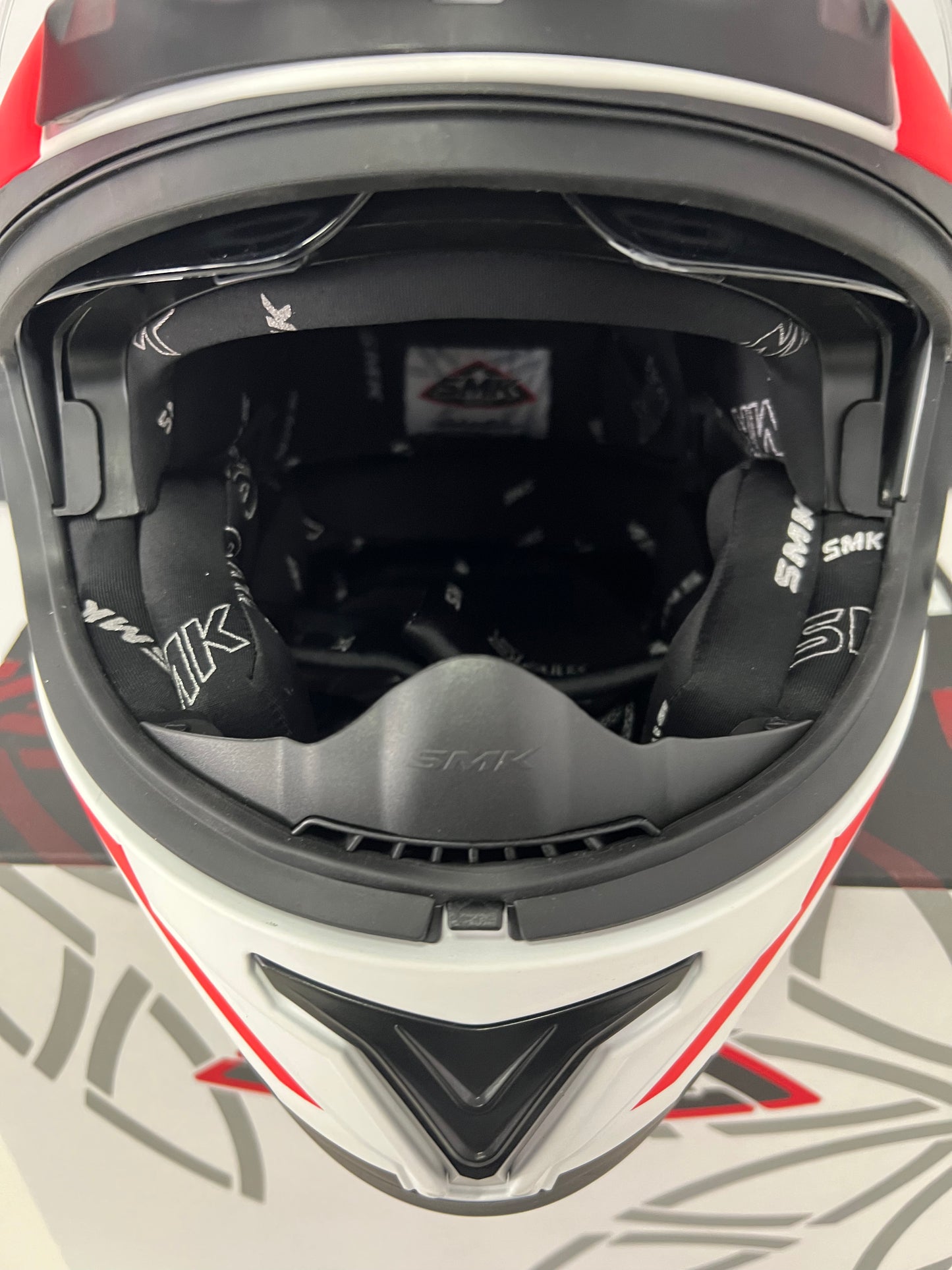 SMK Typhoon RD1 Helmet White/Red/Grey (MA136)