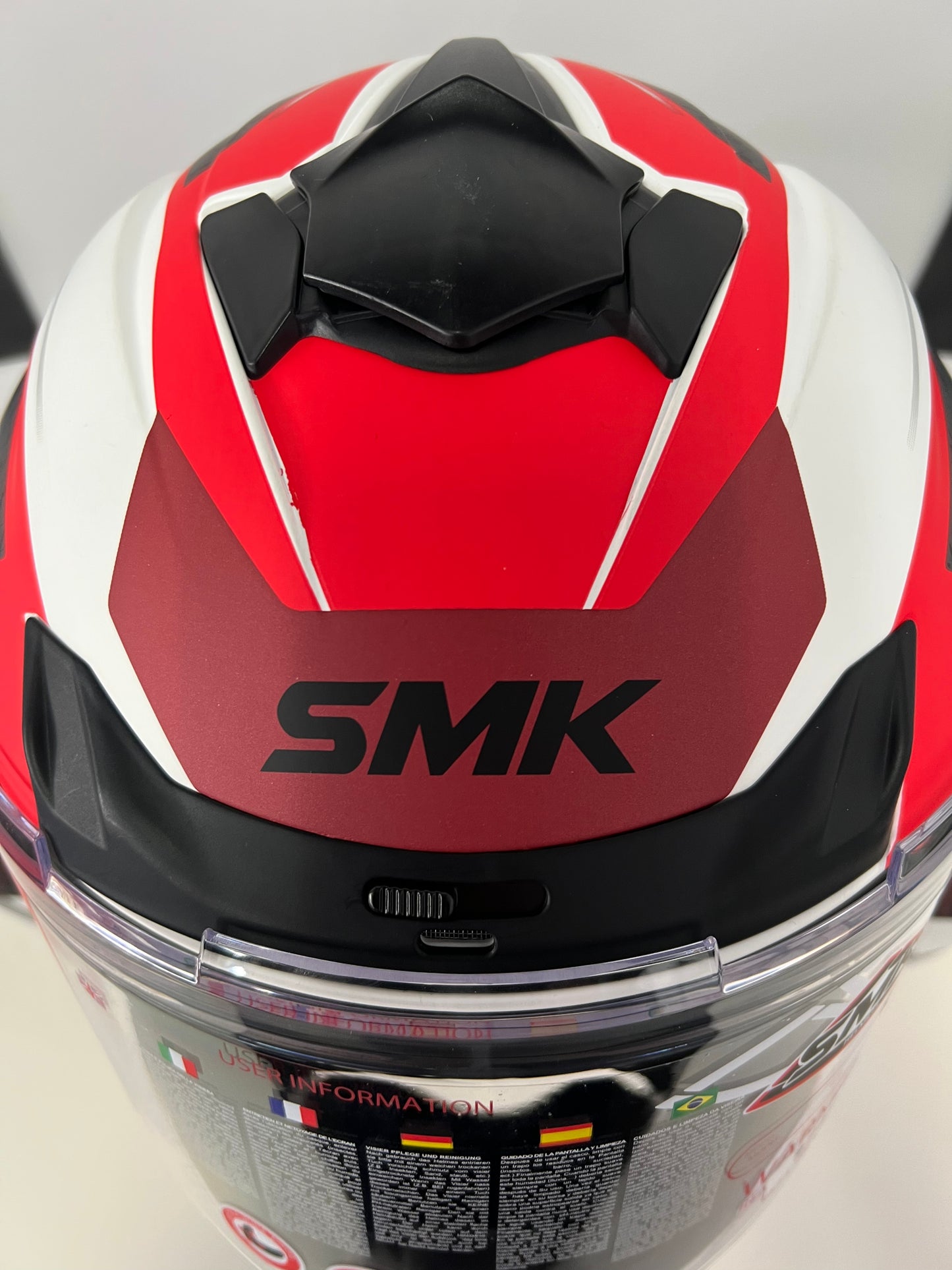 SMK Typhoon RD1 Helmet White/Red/Grey (MA136)