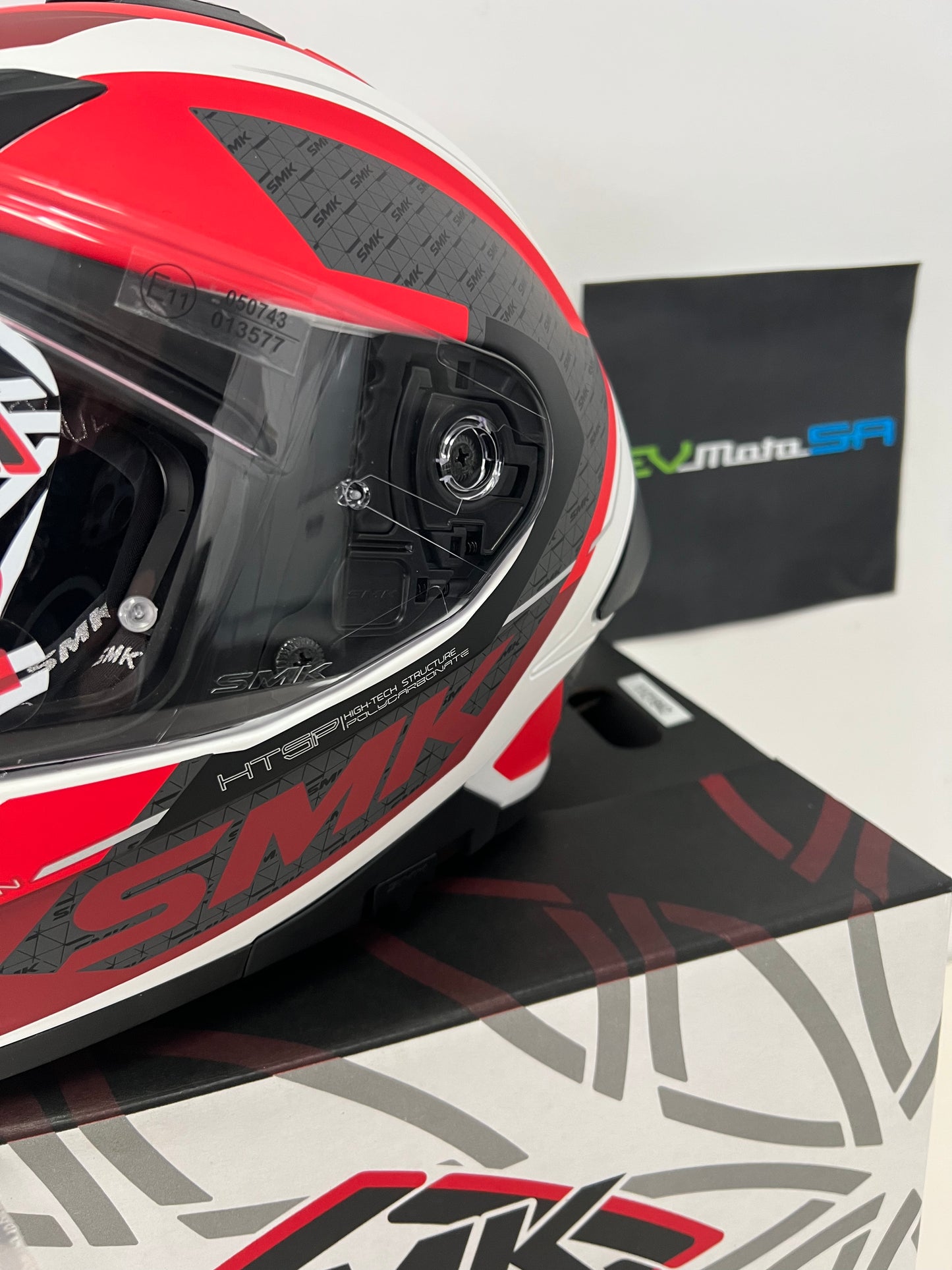 SMK Typhoon RD1 Helmet White/Red/Grey (MA136)